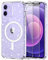 Knrlqim Magnetica Cover per Apple iPhone 12 mini [Compatibile con MagSafe],Glitter Trasparente Custodia con 2 Pellicola Vetro Temperato Protettiva, Silicone TPU Antiurto Bumper Case