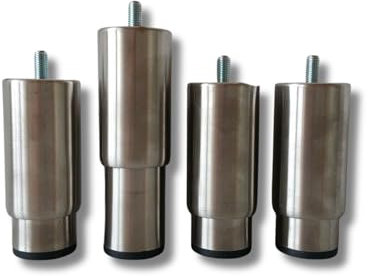 VM Europa - Gastro Standfuß 4er Set - 15 cm Höhe - Höhenverstellbar bis 5 cm - Edelstahllegierung AISI 430 - Grilltisch Zubereitungstisch Arbeitstisch Edelstahltisch Gastro Tisch