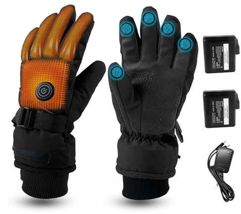 Beheizte Handschuhe für Männer Frauen, 7.4V 5000mAh Wiederaufladbare Handwärmer mit Touchscreen, 3 Stufen 45/50/55℃ Rutschfester Elektrischer Heizhandschuh für Radfahren Jagd Skifahren Camping