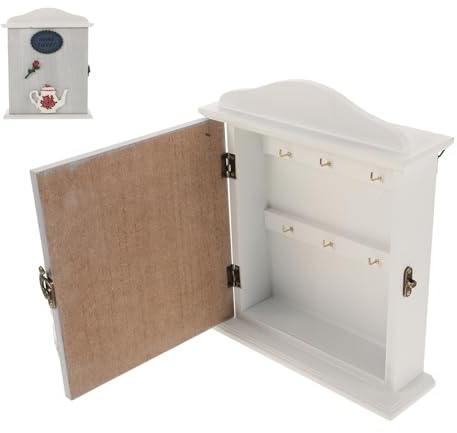 Toyvian Boîte Clés Murale Bois avec Crochets Décorative Rangement Pratique pour Clés et Bijoux Style Vintage Européen Rustique pour Entrée Salon Bureau