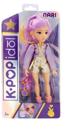 K-POP Idol Puppe Nari Modepuppen K-Pop Power-Idol-Stil, lavendelfarbenes Haar. 3 Accessoires zum Kreieren von Outfits Kinder ab 3 Jahren