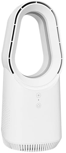 Ventilador recargable sin aspas con control táctil, ventilador de torre de escritorio con luces de atmósfera, diseño compacto, carga,