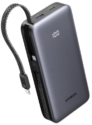 Powerbank Ugreen PB528 20000mAh 30W com Cabo USB-C Cinza