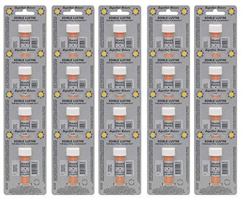 50 x Sugarflair Edible ORANGE SPARKLE Lustre Dust Powder Food Colour Cake Icing