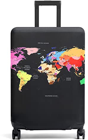 Youth Union Cover Proteggi Copertura per valigie 18-32 pollici Coperchio per bagagli in fibra di bambù, fibra di carbonio (carta geografica 1, L)