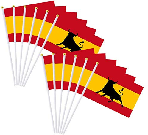 Durabol 12PCS Bandera de Mano de Toro de España (20X30CM) (TORO)