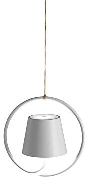 Zafferano Poldina-Wiederaufladbare LED Hängeleuchte, Leuchte mit Aluminiumgehäuse, IP54, Geeignet für den Außen-und Innenbereich, Dimmbar, EU-STECKER-Weiß, 2.2 W