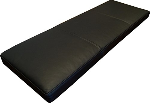 Quattro Meble Schwarz Echtleder Bankauflage Sitzkissen Lederkissen Sitzpolster Bank Auflage doppelt genähtes Echt Leder Kissen Sitzauflage (50 x 130 cm)