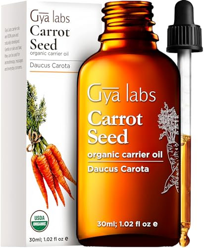 Gya Labs Bio-Karottensamenöl für die Haut - 100% reines, natürliches, unraffiniertes Karottenöl für Haar-, Haut-, Gesichts- und Lippenpflege, Kopfhaut- und Körpermassage-Trägeröl (30 ml)