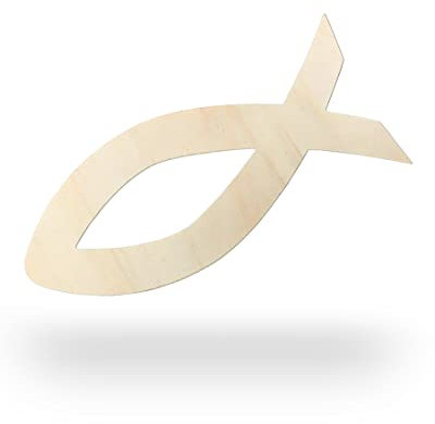 Kleenes Traumhandel Holztiere - Tiere aus Holz - Wanddeko Tiere - Tierscheiben - Tierform aus Holz für Kinderzimmer, Wohnzimmer, Geburtstag (Fisch, Breite 57 cm)