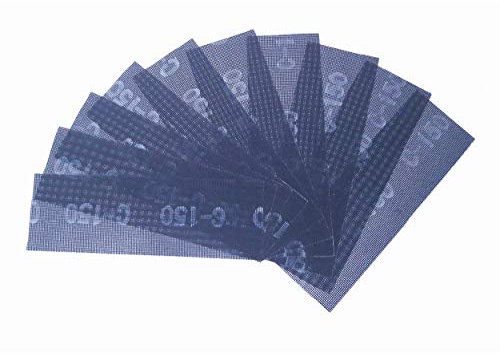 IHS® Schleifgitter Gitterleinen 10 Stck. K60-K180, Schleifpapier Bögen für Handschliff und Maschinenschliff auf Glasfieber Trägernetz Basis 93 x 280 K150