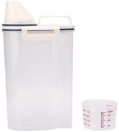 Zouminyy Cubo PP Contenedor de Taza medidora Contenedor de Comida para Mascotas Sellado, Cubo Sellado de Comida, Caja de Almacenamiento de Comida para Perros para Gato Mascota