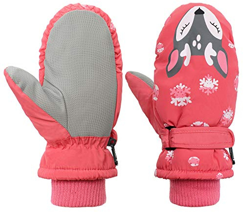 Toddler Mittens Winter Snow Glove waterproof mitten Warm Fleece Kid Ski Gloves for Boys Girls Pink Fox M