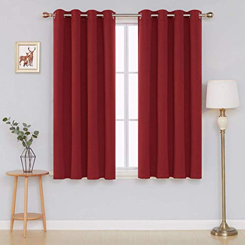 funky gadgets Blackout Curtains for Bedroom Thermal Insulated Blackout Curtains 70 to 90% Light Blocking Eyelet curtains for Living Room 2 Panels, 66 x 54 Inch, Red