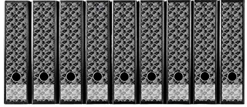 codiarts. Ordnerrücken selbstklebend | Etiketten Set für 9 breite Ordner | gestantzt mit Griffloch | Rückenschild breit | edle schwarze Spitze