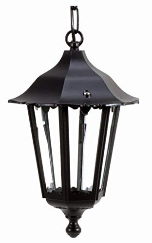Licht-Erlebnisse Außen Hängeleuchte Schwarz IP44 Rustikal E27 Laterne Außenlampe Eingang Garten Terrasse LEORA