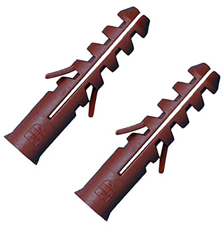 100 x Brown Wall Raw Plugs Expansion Fixings, Screw Size No.8-12 Drill Size 7mm