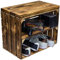 Kistenkolli Altes Land Sitzkiste Johanna Obstkiste und massiven Holzplanken Schuhablage Schuhkommode Hocker Sitzbank Holzbank Regalkiste aus Holz Maße 50 x 30 x 43cm L x T x H (Geflammt/geflammt)