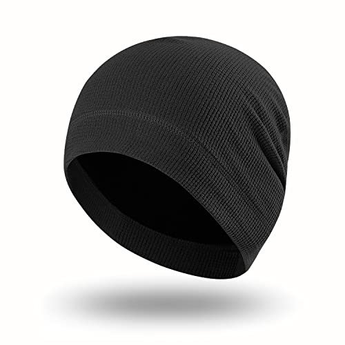 JEEZAO Laufmütze Wintermutze Herren und Damen, Polar Fleece, Beanie für Sport, Ski, Radfahren, Klettern, Motorradfahren (Schwarz)