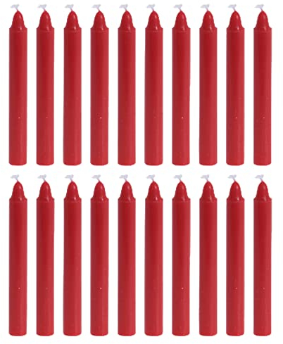MIJOMA Set Festliche Baumkerzen, Weihnachtskerzen, Pyramidenkerzen, Christbaumkerzen aus Wachs für Weihnachtsbaum, Geburtstagsfeiern und Torten, Lange Brenndauer, Ø11x105 mm (20, Rot)