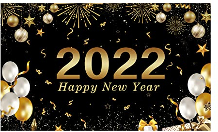 CAJHFIZHANGU 1 Stück Happy New Year Dekorationen 2022 Silvester Türabdeckung Partyzubehör Hintergrund Happy New Year Banner für Silvester Party Supplies 2022 Indoor Outdoor