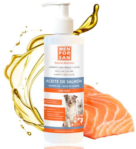 MENFORSAN Olio di Salmone per cani e gatti 500ml, Arricchisce la dieta Quotidiana, Molteplici Benefici