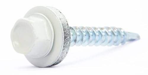 4.8mm x 35mm Light Grey Self-Drilling Roofing Screws with EPDM Sealing Washer Painted RAL 7035 (Pack of 50) - C07C 4.8mm_50