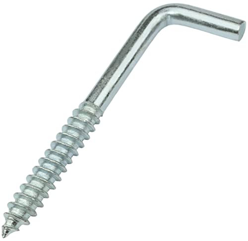 AERZETIX - C58016 - Satz mit 25 Schraubhaken in form L zum schrauben Ø5x50mm - vierkanthaken mit selbstschneidender schraube - aus verzinktem stahl - farbe silber