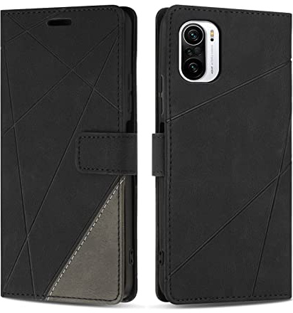 SONWO Case for Xiaomi Poco F3, Protective PU Leather Wallet Book Cover for Xiaomi Poco F3, Card Slots, Black