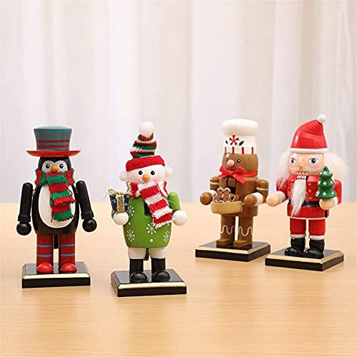BAMBW Weihnachtsschmuck Holz Nussknacker Alter Mann Schneemann Pinguin Chef Marionette Desktop Dekoration