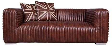vintage-line Designsofa Lamberton 2-Sitzer Montaigne Brown Echtleder Sofa Couch