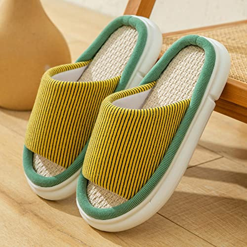 Pantuflas de algodón Zapatillas De Lino Simples De Suela Gruesa De Verano, Zapatillas De Casa Para Mujer, Zapatillas De Mopa Transpirables Antideslizantes Para El Suelo, Zapatillas De Verano