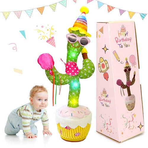 Edencomer Cactus Qui Danse Et Répète, Cactus Qui Parle Volume Réglable, Chantant Parlant avec Fonction Enregistrement, Interactif Et Éducatif, Cadeaux pour Enfants Et Décoration (d'anniversaire)