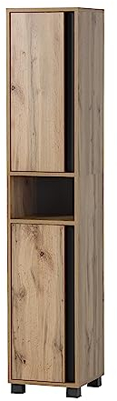 Schildmeyer Hochschrank Dex, Holzwerkstoff, Eiche Landhaus Dekor, 32,6 x 33 x 164,7 cm