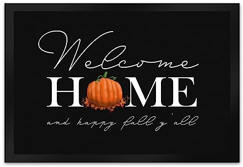 speecheese Welcome Home Kürbis Fußmatte XL in 40x60 cm mit Spruch - and Happy Fall Y'all als Dekoration zum Herbst für Frauen Herbstfeeling Fußabtreter begrüßen Türmatte Zuhause dekorativ