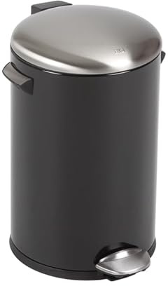 PROREGAL Retro Treteimer mit markanten Griffen und Kugelkappe | 12 Liter, HxØ 41,2x25cm | Kunststoff-Inneneimer | Schwarz