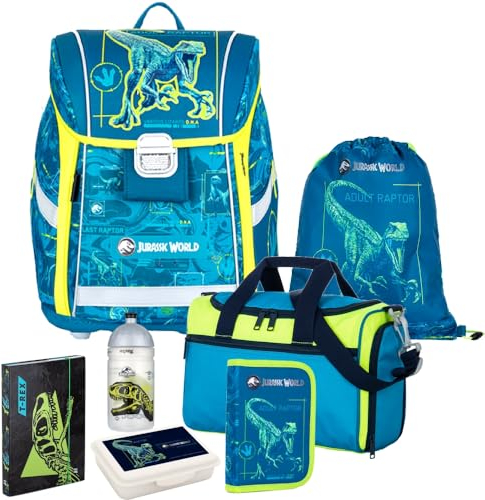 Generisch Oxy Bag Premium Light - Jurassic-T-Rex- Schulranzen-Set 7tlg. mit Sporttasche, BROTDOSE und TRINKFLASCHE - HEFTBOX A5 GRATIS
