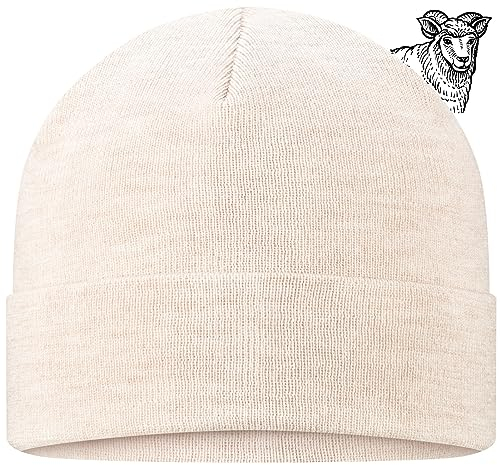 TODO 100% Merino Mütze - Warm, Weich, Bequem für kalte Tage - Winter Alltag. Wolle Hält Warme Beanie Damen & Herren (Merino 100%, Natur)
