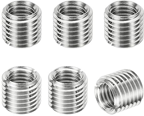 PATIKIL Filetage Adaptateurs Manchon Réduction Écrou Insert Fileté, 6 pcs M16*2 Mâle à M12*1.75 Femelle Réparation Insérer Écrou Vis Réducteur Conversion Inox Acier Fixation 15mm