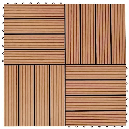 RAUGAJ 22 Stück Terrassenfliesen 30x30cm 2qm WPC Grau, Artikelfarbe-Teak