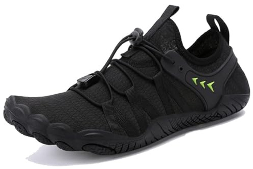 Barefoot Water Shoes Mens Womens Aqua Sea Swim Beach Shoes Mens Surf Quick Dry Ladies Lightweight Sport Wet Pool Diving Unisex Black-Green