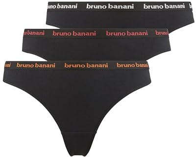 bruno banani Strings Damen Flooding Baumwolle - atmungsaktiv - 3er Pack | Weiche Baumwolle, hoher Beinausschnitt, elastischer Bund für sicheren Halt, atmungsaktiv, V-Logo-Bund im 3er Set