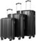 COOLIFE Koffer Set, Reisekoffer Set 3 Teilig Hartschalenkoffer (20/24/28) Reisekoffer mit TSA-Schloss und 4 Rollen, Schwarz, Set（M/L/XL）