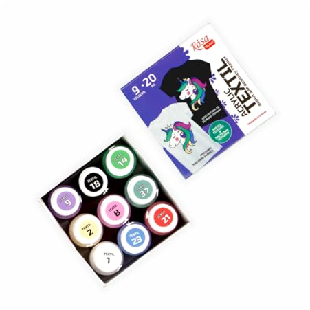 Krevo Art Stoffmalfarben Textilfarben Waschfest | Set aus 9 x 20ml Stofffarben in Fläschchen | Zum Bemalen von verschiedenen Textilien