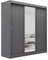 ELUKS OVI Double Sliding Doors Wardrobe with Mirror Furniture for Bedroom Living Room and Hall Wardrobe Organizer Width 100cm/120cm/150cm/180cm/200cm (Grey, 200cm+4 drawers)