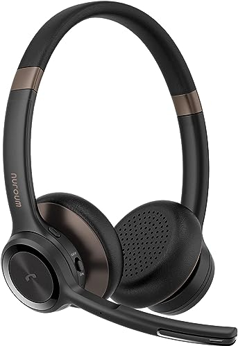 Nuroum HP30 Bluetooth Wireless Headset with Microphone, Handsfree Wireless or Wired On Ear Headset for PC/Mobile, 10m Range, Dongle Connection for Zoom/Skype, Conference/Office/Travel/Workout