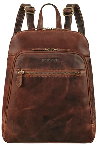 STILORD 'Giselle' Laptop-Rucksack Leder mit Laptopfach 13.3-14 Zoll für Damen und Herren - Echtleder Daypack für Business Büro Uni Reisen und Freizeit Mittel-Groß, Farbe:prestige - braun