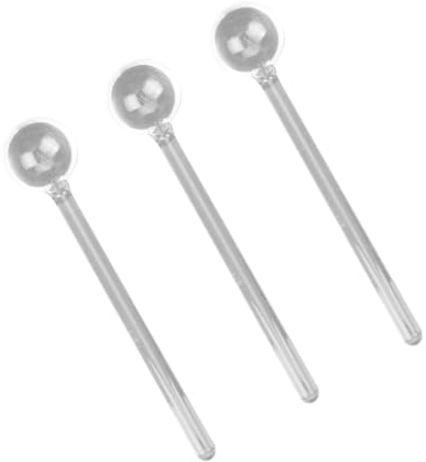 PACKOVE 3pcs Long Handle Glass Tea Spoons Stirring Spoons for Home Elegant Set for Coffee Desserts