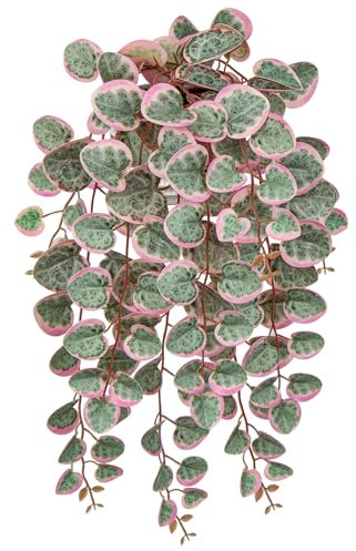 Hollyone Trailing Artificial Plants Decorative Fake Potted Plants, String of Hearts Plants Indoors Outdoors, Faux Trailing Plants for Home, Wall, Living Room, Bedroom, Office Decorations
