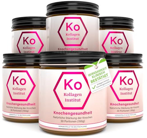 Kollagen Institut Hochdosiert Bioaktiv Collagen Pulver für Knochen – Struktur für Calcium, starke Knochen, Osteoporose Prävention, 6er Pack, Typ 1 Kollagenhydrolysat